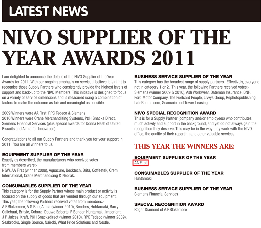 NIVO's newsletter of January 2012